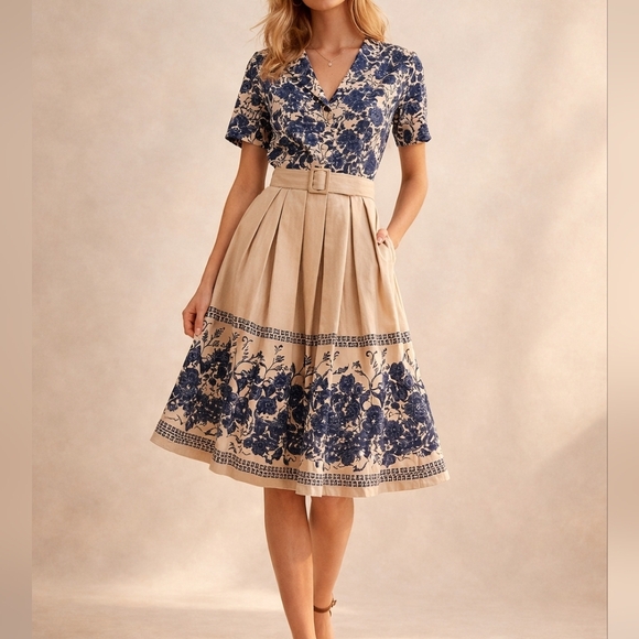Sucrefas Dresses & Skirts - Sucrefas Retro 1940s floral belted Land Girl shirt dress